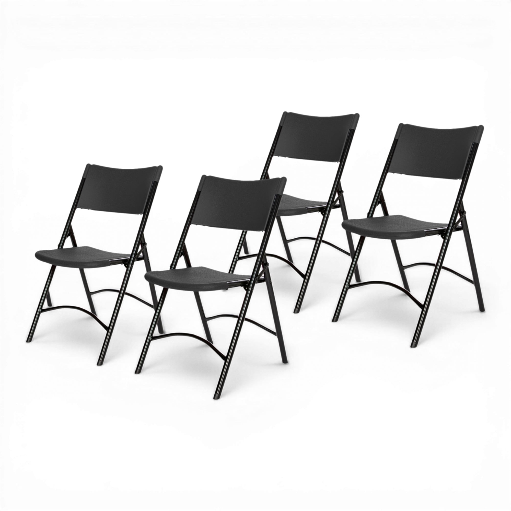 Hampden Furnishings Gwnyeth Collection Blow-Molded Plastic Folding Chair, Black, Pack of 4