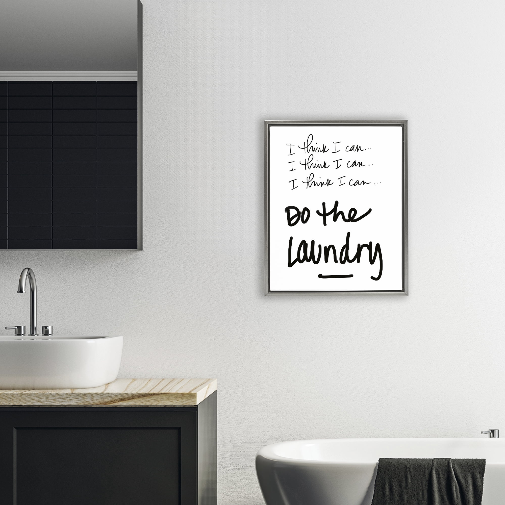 Stupell Industries Think I Can Do Laundry Gray Framed Floater Canvas Wall Art, design by SD Graphics Studio