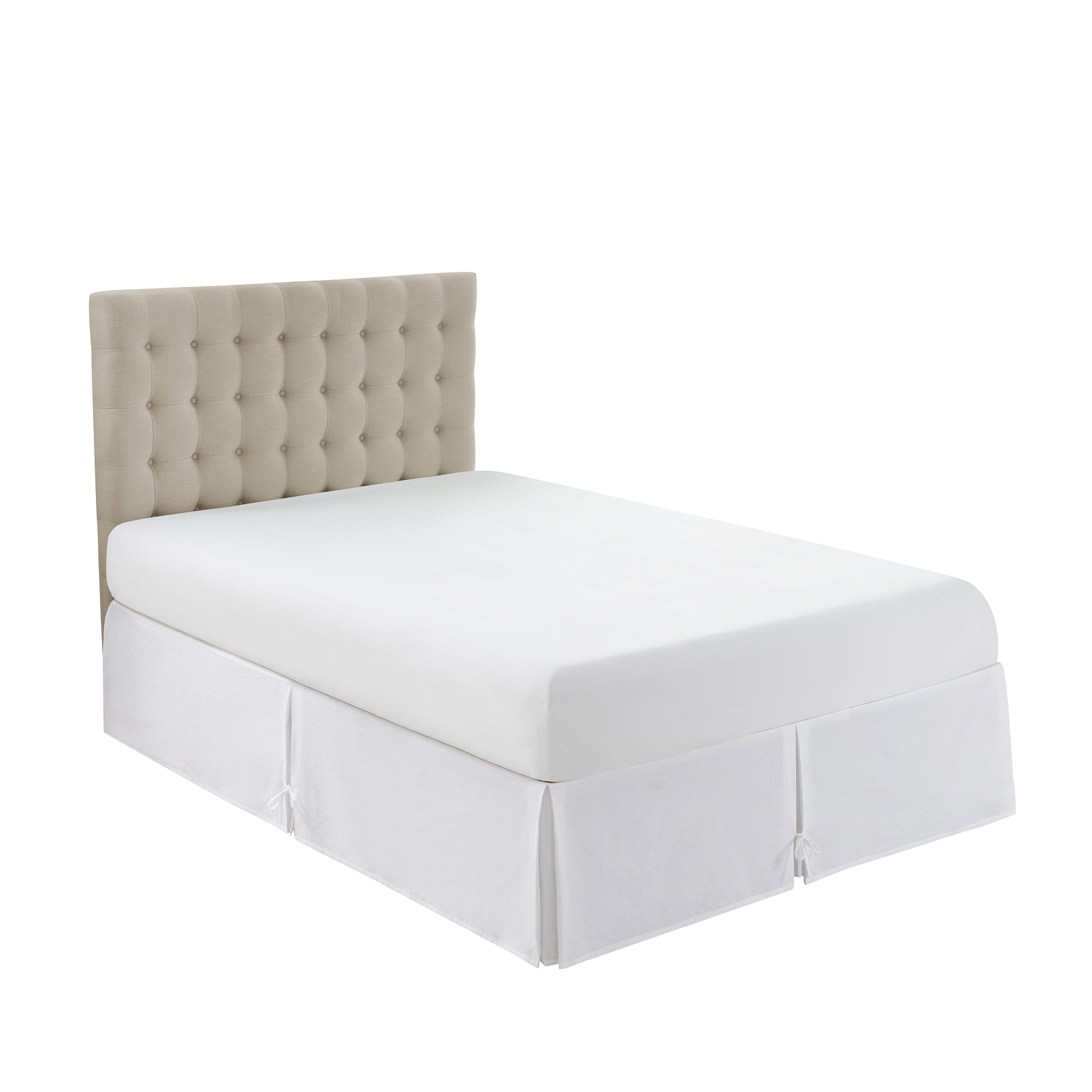 My Texas House Jessica Bright White Bows Cotton Slub Bed Skirt, Full