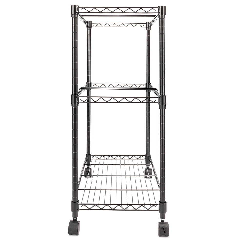 Kepooman 2 Tier Compact Mobile Wire Filing Cart, Office Supplies, Black