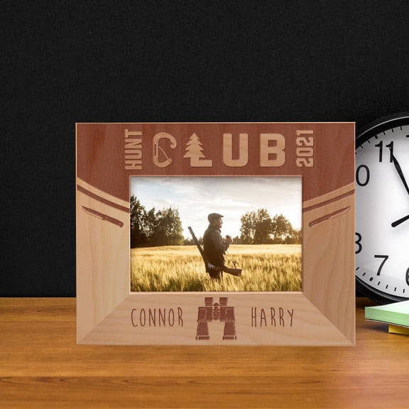 Hunt Club Personalized Wooden Frame-5" x 3 1/2" Brown Horizontal