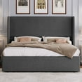 thumbnail image 4 of VanAcc Lift up Storage Bed Queen Size Upholstered Platform Bed Frame, Modern Wingback Headboard, No Box Spring Needed, Dark Grey, 4 of 7