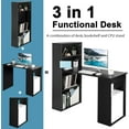 thumbnail image 4 of CZMJY Computer Desk with Bookshelf, Writing Study Desk with Storage Shelves & CPU Stand, Modern Compact Computer Workstation for Home & Office, Space-Saving Design (Black), 4 of 9