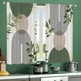 thumbnail image 3 of Sage Green Boho Kitchen Curtains for Bedroom 27.5Wx39H Inch Rod Pocket Mid Century Modern Abstract Gold Leaves Sun Minimalist Geometric Arch 2 Panels Window Treatment Set for Living Room Decor, 3 of 5