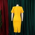 thumbnail image 4 of AURA Plus Size High Waist Pencil Midi Dress Short Sleeve Solid Color Summer Office Commuter Dress, 4 of 8