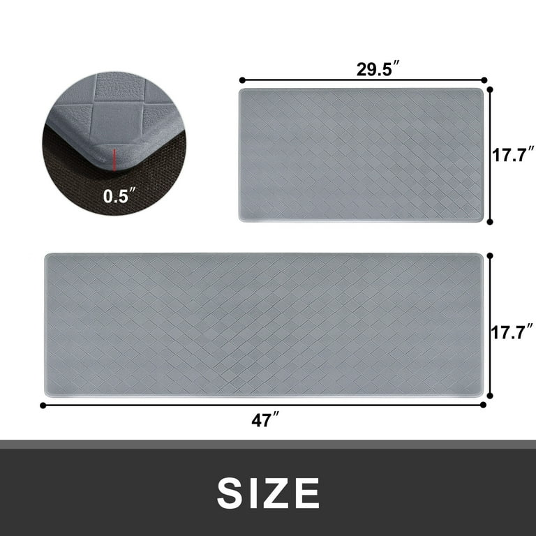 Shinnwa Kitchen Mats and Rugs Set Anti Fatigue Waterproof Kitchen Runners  1/2 inch Thick Cushioned Comfort Standing Mat for Home Office Sink, Gray