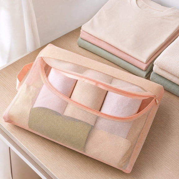 Msgweeeg Comforter Storage Bag Heavy Duty Moving Bags Mesh Clothing Storage Bag Multi-functional Large-capacity Transparent Portable Household Travel Clothing Finishing Storage Bag