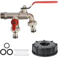 thumbnail image 1 of 1/2" Brass Tap Connector, 1000L Tank Adapter Tap, Rainwater Collector Tap for Garden, Tank, 1 of 5