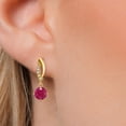 thumbnail image 3 of Gem Stone King 2.05 Ct Round Red Ruby G/H Lab Grown Diamond 14K Yellow Gold Earrings, 3 of 6