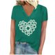 thumbnail image 1 of Camisetas de Manga Corta para las Mujeres, Impresión de Cuello en V Camiseta Casual Top Hecho de 95% Poliéster 5% Spandex para el Uso Diario de Primavera Verano, Camisetas para las Mujeres Casual, 1 of 4