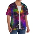 thumbnail image 4 of Easygdp Bright Universe Men's Casual Short-sleeved Shirt with Pocket and Button Suitable for Beach Vacation Leisure - 3X-Large, 4 of 7