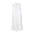 thumbnail image 5 of Liacowi Women Juniors Lace Loose Dress V Neck Sleeveless Casual Short A-Line Dresses Embroidery Hollow Out Mini Dress White Flowy Sundress, 5 of 9