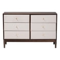 thumbnail image 3 of Baxton Studio Nikolai Beige Fabric and Wenge Brown Wood 6-Drawer Dresser, 3 of 6