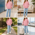 thumbnail image 2 of Girls Crew Neck Sweatshirt No Hood - Kids Fall Casual Solid Print Long Sleeve Pullover Tops with Pockets, 5 Years, 2 of 7