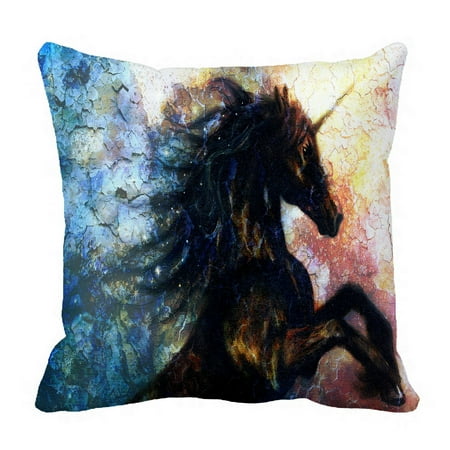 Oil Cloth Pillows PHFZK Oil Painting Pillow Case, Unicorn Abstract Art Pillowcase Throw Pillow Cushion Cover Two Sides Size 18x18 inches ()