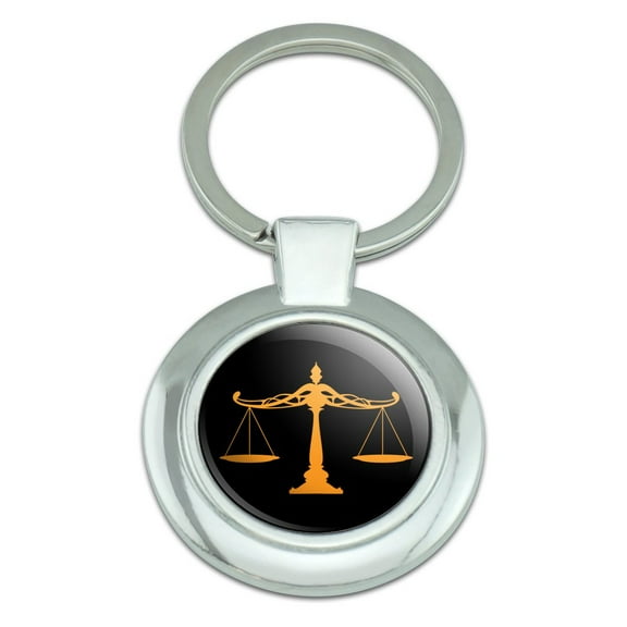 Scales Of Justice Legal Lawyer Classy Round Chrome Plated Metal Keychain