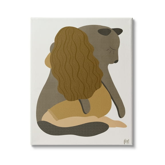 Stupell Indtries Female Hugging Sea Lion Animal Warm Earth Tones,24 x 30,Design by Birch&Ink