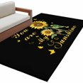 thumbnail image 2 of Area Rug 48×72in, My Sunshine Yellow Sunflower and Butterfly Floor Carpet Living Room Rug, Floral on Black Non-Slip Welcome Mat Indoor Rugs for Bedroom Dining Room, 2 of 9