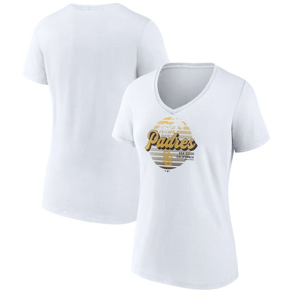 Women's  White San Diego Padres Palm Trees V-Neck T-Shirt