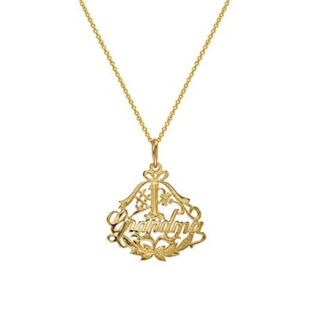 14 Karat Yellow Gold #1 Grandma Pendant Necklace, 18"