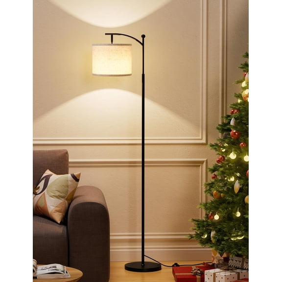 Floor Lamps with 3 Color Temperatures Bulb & Adjustable Linen Shade, for Living Room