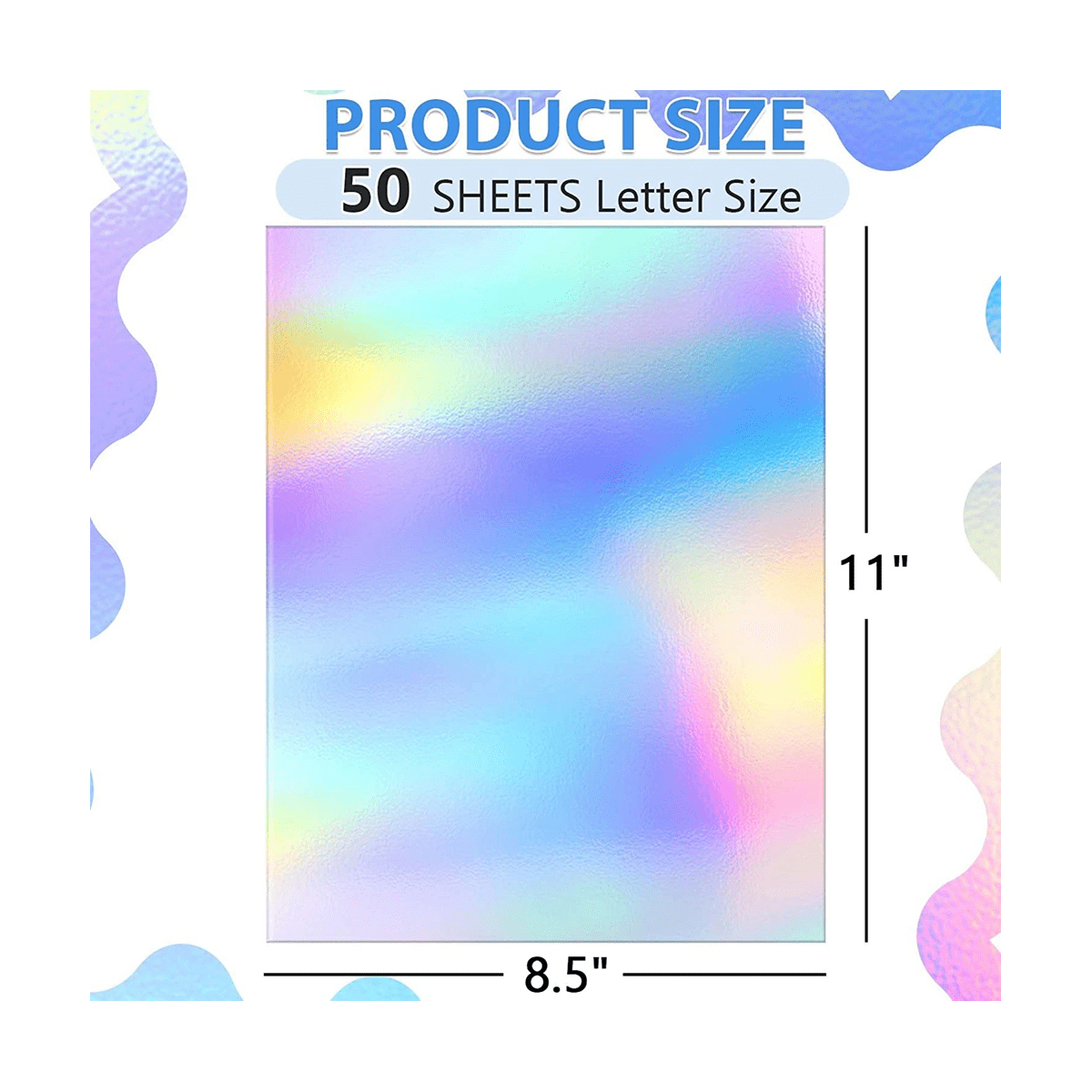 Metallic Holographic Card Shiny Mirror Paper Sheets, Reflective Post Board Size 8.5 X 11 Inch 50 Pack