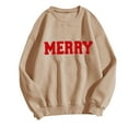 thumbnail image 3 of Merry Sweatshirt for Women Christmas Fleece Linend Sweaters Crew Neck Oversized Long Sleeve Pullover Tops, 3 of 3
