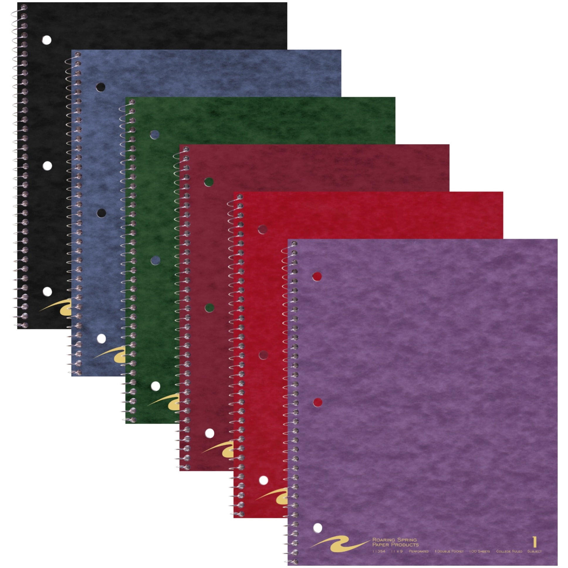 Roaring Spring College Ruled One Subject Spiral Notebook - 100 Sheets - 200 Pages - Printed - Spiral Bound - Both Side Ruling Surface Red Margin - 3 Hole(s) - 15 Lb Basis Weight - 56 G/m²