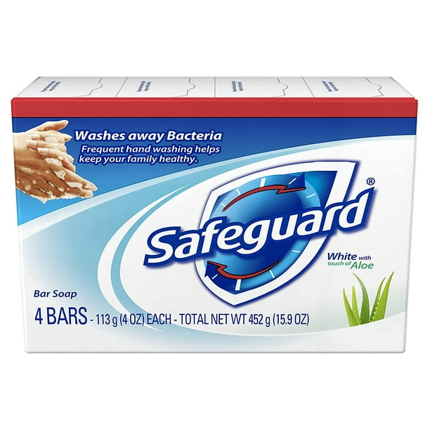 Safeguard Antibacterial Deodorant Soap White with Aloe 4 oz bars, 4ea (Pack of 5)