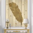 thumbnail image 2 of Designart 'Glam pure Gold Feather II' Glam Print on Natural Pine Wood, 2 of 3