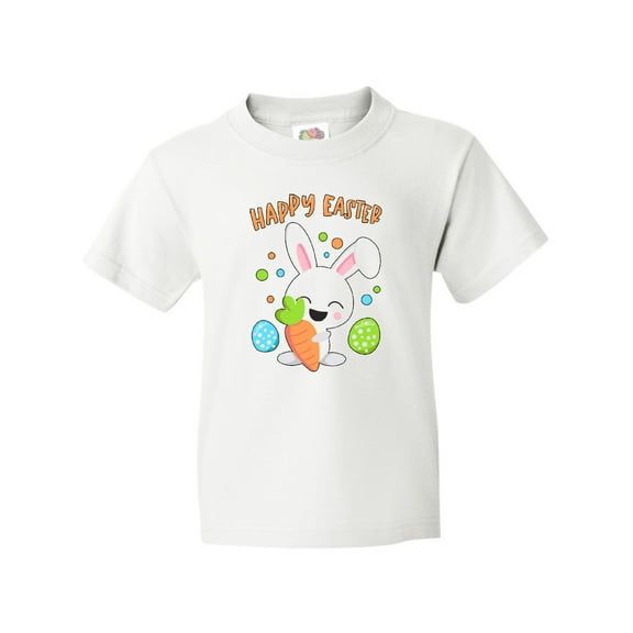 Inktastic Happy Easter Bunny with Eggs and Carrot Youth T-Shirt