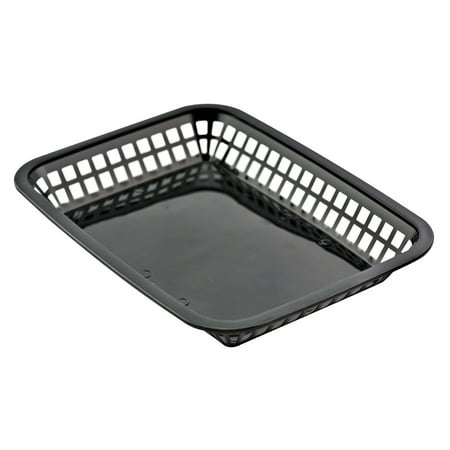 - 36ct TableCraft 10.75” Rectangular Grande Platter Basket Black Plastic 1077BK