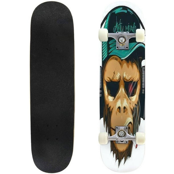 Constitute More than anything Record Music fan hipster monkey in headphone DJ chimpanzee Outdoor Skateboard  Longboards 31"x8" Pro Complete Skate Board Cruiser - Walmart.com
