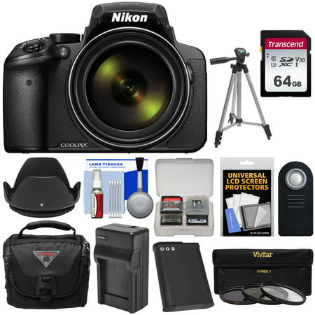 Nikon Coolpix P900 Wi-Fi 83x Zoom Digital Camera with 64GB Card + Battery & Charger + Case + Tripod + 3 Filters + Hood +