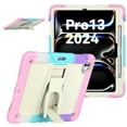 thumbnail image 5 of Case for iPad Pro 13 2024, Military Grade Protective Silicone PC Cover with Screen Protector & Adjustable Kickstand & Shoulder Strap & Pencil Holder & 3-layer Protection, Colorful Pink, 5 of 8