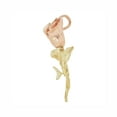 thumbnail image 2 of 14k Yellow and Rose Gold, Long Stem Rose Flower Pendant Charm 16mm with 20" Dainty Neck Chain, 2 of 7