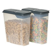 Mainstays 2-Pack Plastic Cereal Keeper Storage Containers, Kitchen Pantry Organizer Canisters for Cereal and Dry Food Storage, 24 Cup Capacity, Dark Gray Lid
