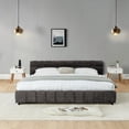 thumbnail image 2 of California King Upholstered Bed Frame with Drawers, Chenille Fabric Platform Bed with Headboard, Storage Drawers on Rollers, No Box Spring Needed, Dark Gray, 2 of 16
