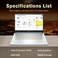 thumbnail image 3 of HP Stream 14" HD Laptop, Intel Processor N150, 8GB RAM, 288GB Storage(128GB SSD+160GB Docking Station Set), Intel Graphics, 1 Year Office 365, Copilot, Fast Charge, Wi-Fi 6, Win 11 S, Blue, 3 of 9