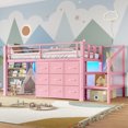 thumbnail image 4 of Leumius Twin Size Loft Bed with Storage Drawers and Stairs,Metal Loft Bed with Lights and Ample Under-bed Spaces,Multi-Storage Spaces,Pink, 4 of 16