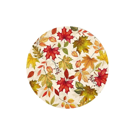 Fall Orange Pumpkin Round Tablecloth, Autumn Floral Table Cover, Thanksgiving Harvest Washable Tablecloth for Party Holiday Decor 47 In C