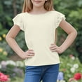 thumbnail image 5 of ZACPNCV Girls Short Sleeve T Shirts Kids Summer Lace Crewneck Tops Fashion Pleated Tees White 11-12 Years, 5 of 9