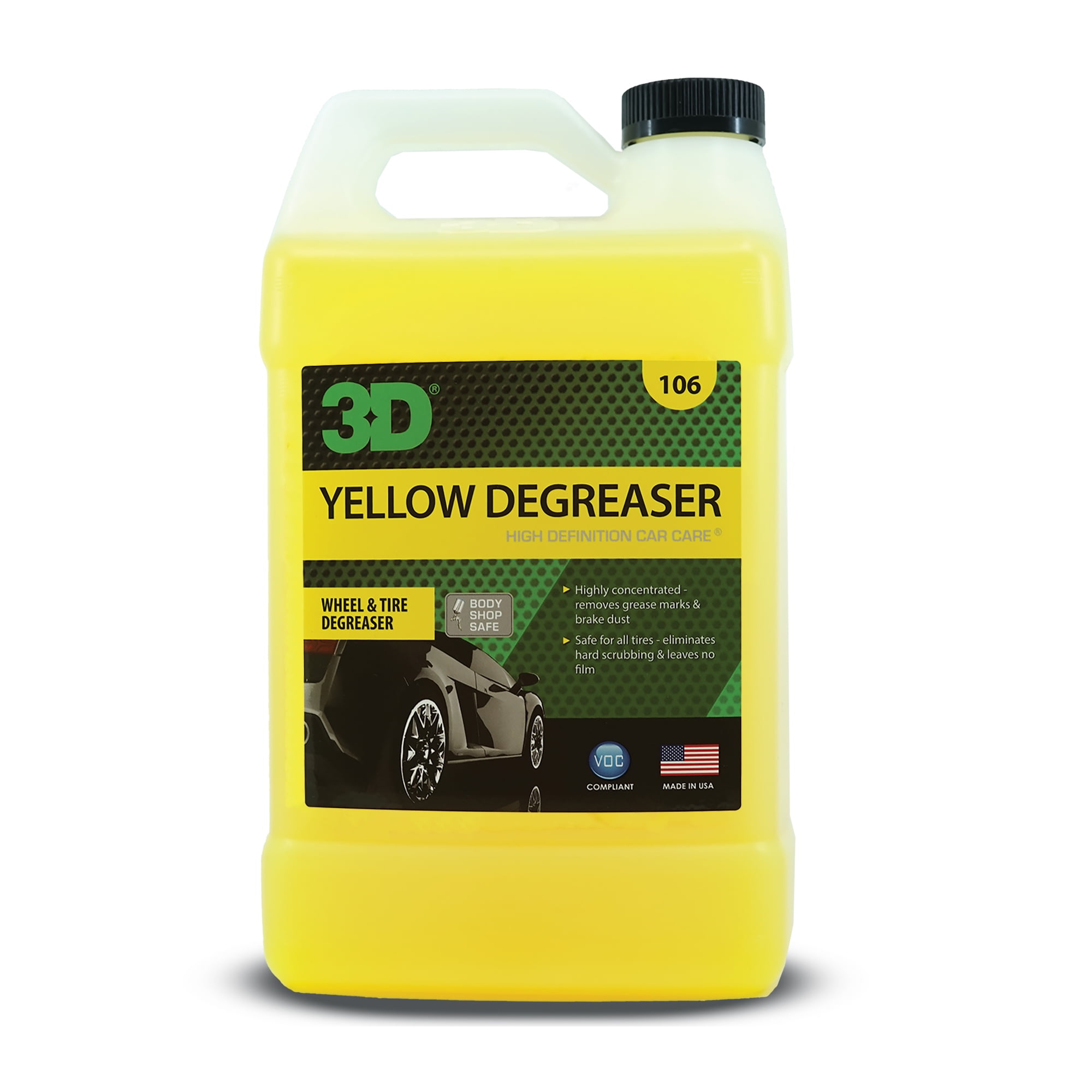 3D Yellow Degreaser Wheel & Tire Cleaner 1 Gallon Highly Concentrated Degreaser & Cleaner