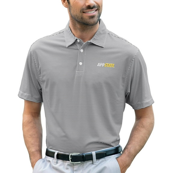 Men's Charcoal Appalachian State Mountaineers Vansport Pro Tonal Micro-Stripe Polo