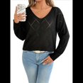 thumbnail image 3 of Suéter de Crochet para Mujer, Top de Larga Calada, Conjuntos de Otoño, Moda Negro S, 3 of 10