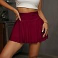 thumbnail image 4 of Xyxonk Pleated Skirts for Women Flowy Tennis Skirts with Pockets Athletic Skorts Running Short Skirt Summer Pleated High-Waisted Skirt Wine 2XL, 4 of 5