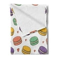 thumbnail image 2 of Food Soft Flannel Fleece Blanket, Colorful Macarons Cookies Pattern Along Hearts Modern Confectionery Theme, Cozy Plush for Indoor and Outdoor Use, 50" x 70", Orange and Multicolor, by Ambesonne, 2 of 5