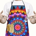 thumbnail image 2 of Colorful Tie Dye Peacock Mandala Pattern Apron-Garden Aprons for Women with Pockets-Cotton Linen Waterproof Kitchen Cooking Gardening Aprons Adjustable for Kitchen,Cooking,BBQ and Salon 33x27 Inch, 2 of 7