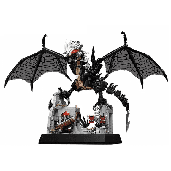 Honchoes Black Dragon Building Set with Light Compatible with Lego Dragon Decor Gift for Adults Boys 1512 Pcs