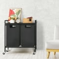 thumbnail image 4 of 2 Section Laundry Hamper w/Wheels,Wooden Shelf and Removable Laundry Sorter Bags, 4 of 5
